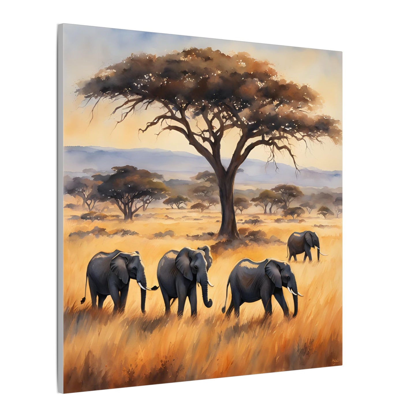 Matte Wall Canvas - Elephants - African Safari Collection