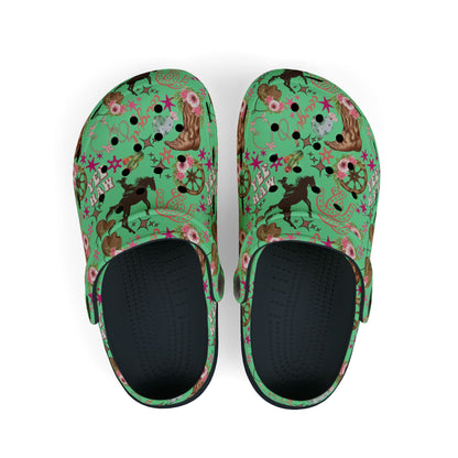Kid's Foam Clogs - Cowgirl - Mint Green