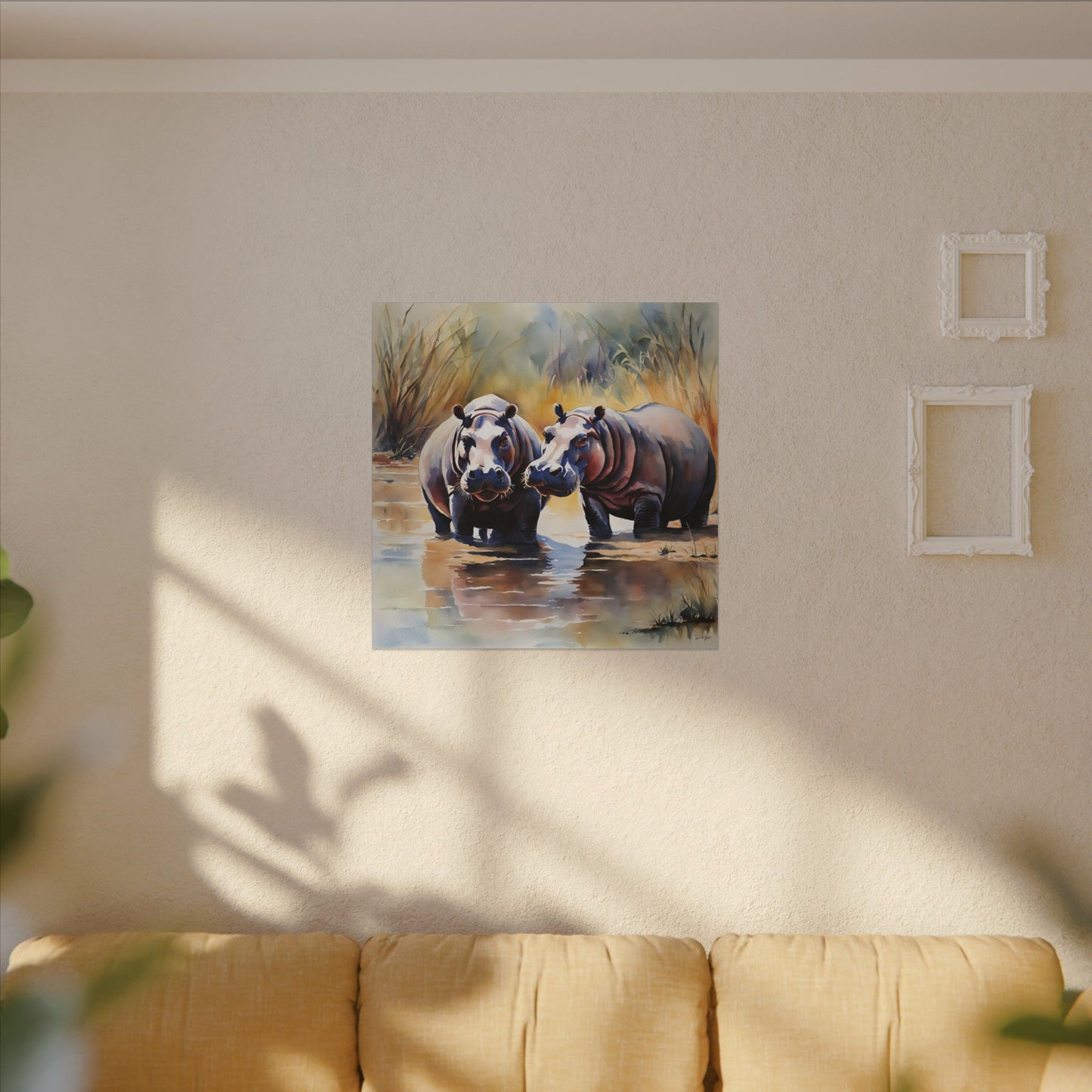 Matte Wall Canvas - Hippos - African Safari Collection