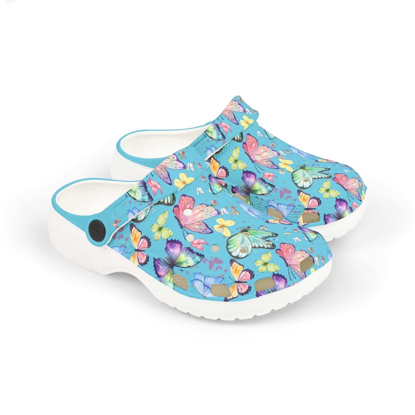 Kid's Foam Clogs - Butterflies - Light Blue