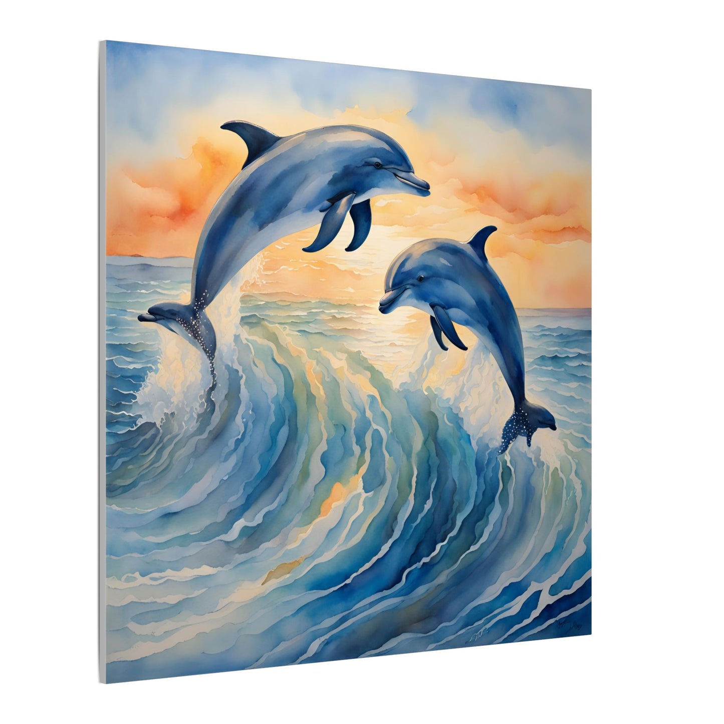 Matte Wall Canvas - Dolphins - Neptune's Nursery Collection