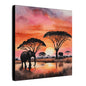 Matte Wall Canvas - Elephant Sunset - African Safari Collection