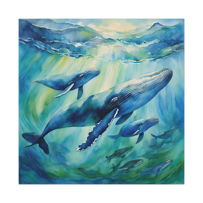 Matte Wall Canvas - Humpback Whales - Neptune's Nursery Collection