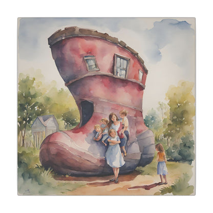 Matte Wall Canvas - They Lived in a Shoe - Nursery Rhymes Collection