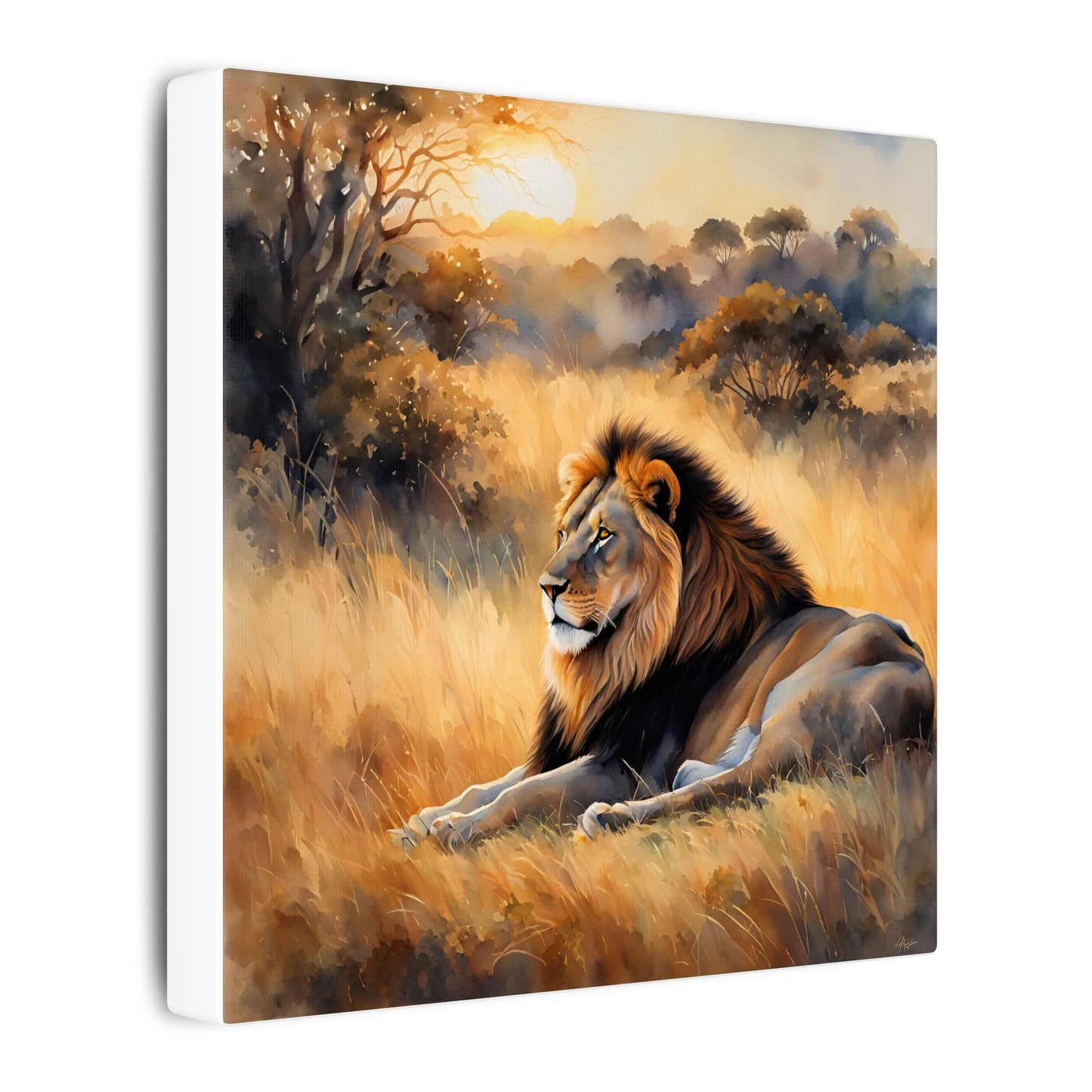 Matte Wall Canvas - Lion Sunrise - African Safari Collection