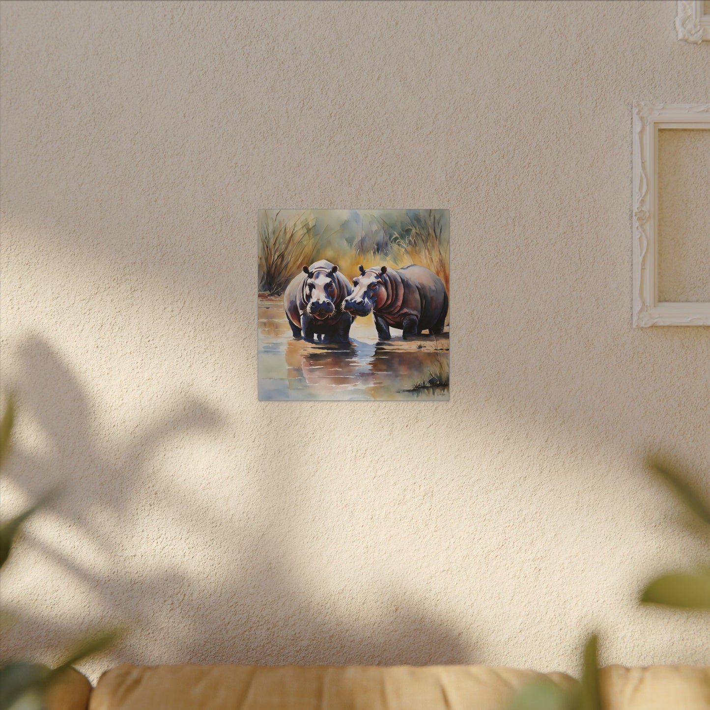 Matte Wall Canvas - Hippos - African Safari Collection