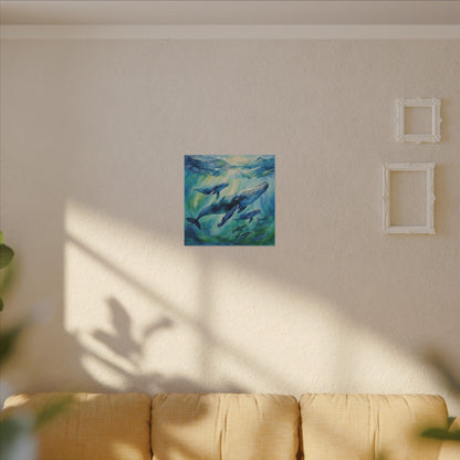 Matte Wall Canvas - Humpback Whales - Neptune's Nursery Collection