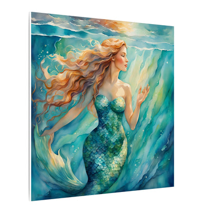 Matte Wall Canvas - Golden Mermaid - Neptune's Nursery Collection