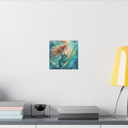 Matte Wall Canvas - Golden Mermaid - Neptune's Nursery Collection