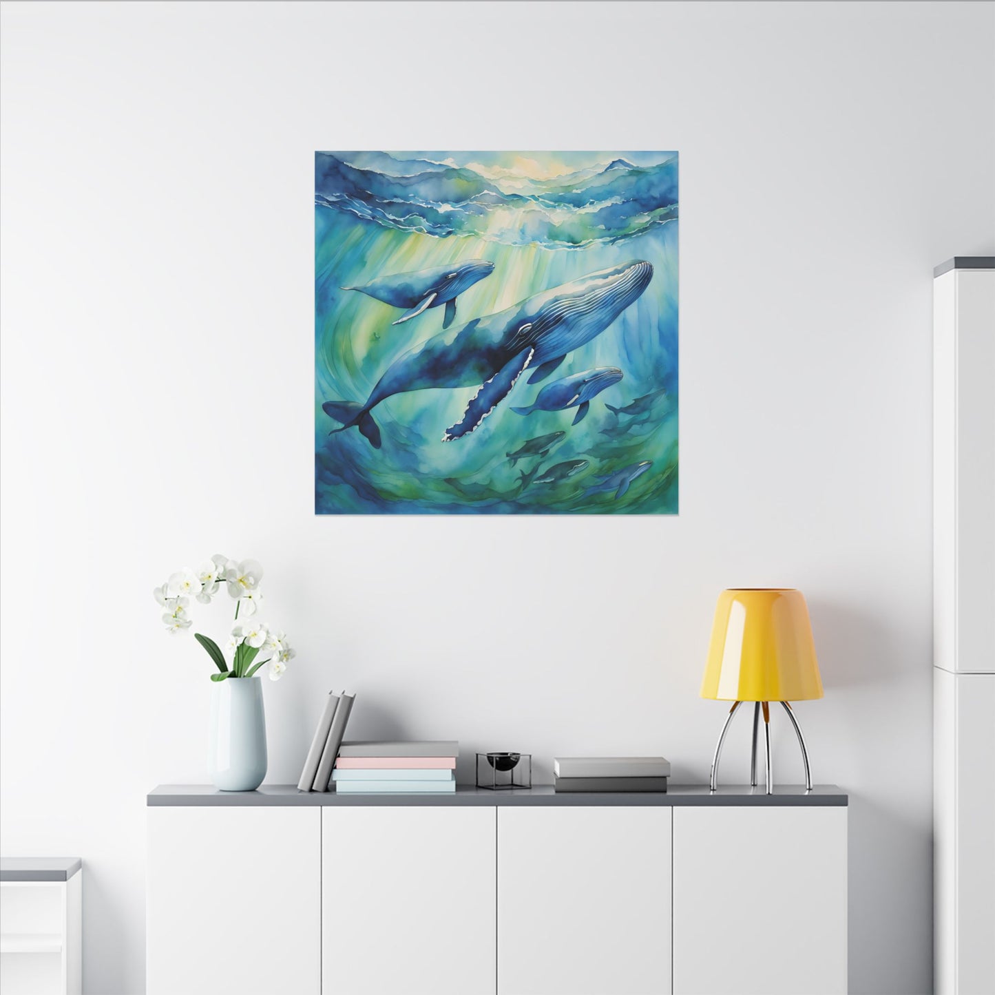 Matte Wall Canvas - Humpback Whales - Neptune's Nursery Collection