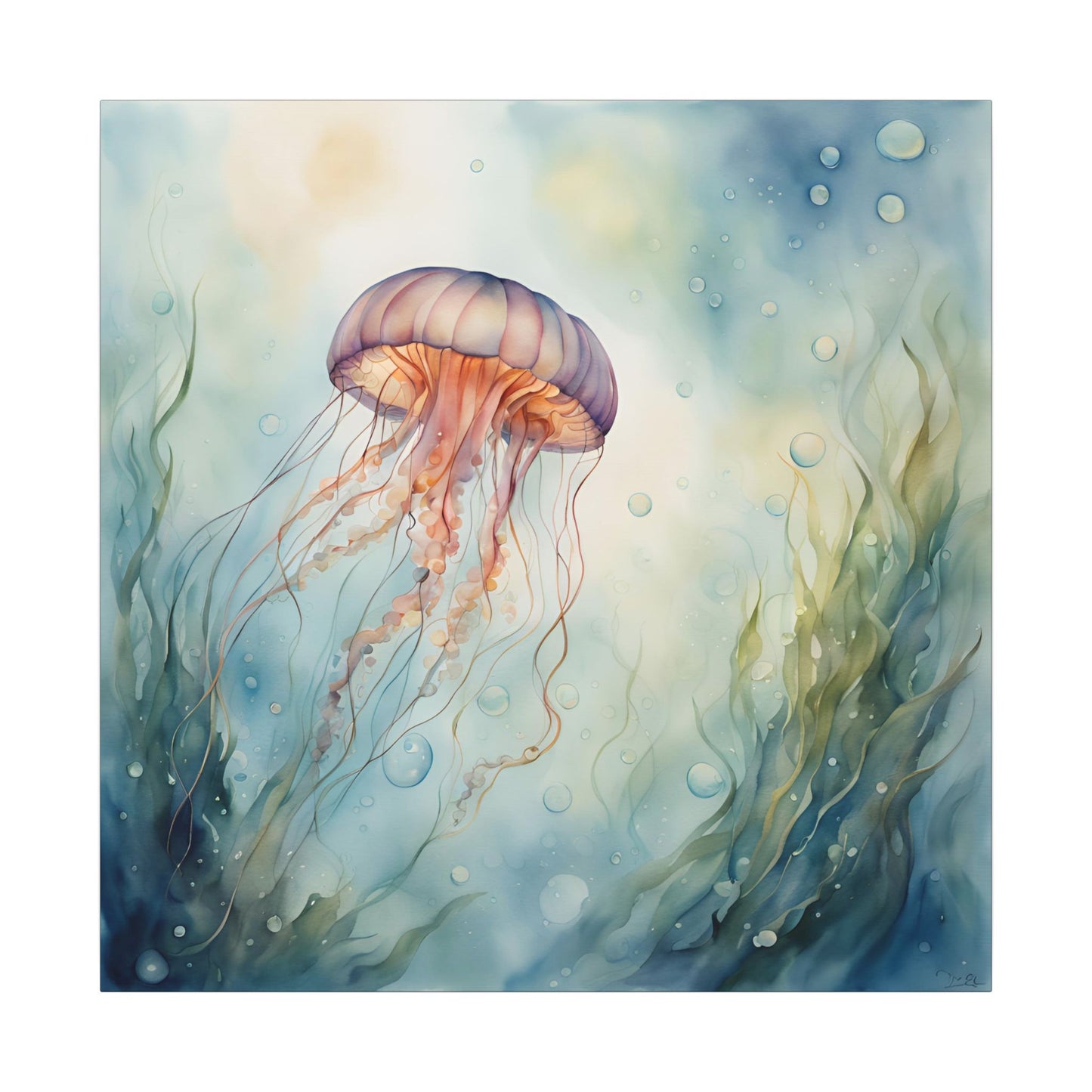 Matte Wall Canvas - Jellyfish - Neptune's Nursery Collection