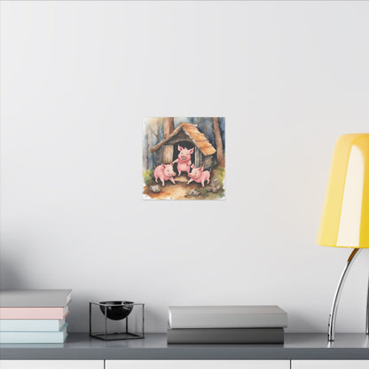 Matte Wall Canvas - Three Little Pigs - Nursery Rhymes Collection