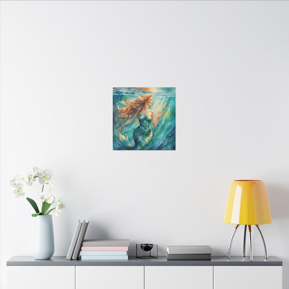Matte Wall Canvas - Golden Mermaid - Neptune's Nursery Collection