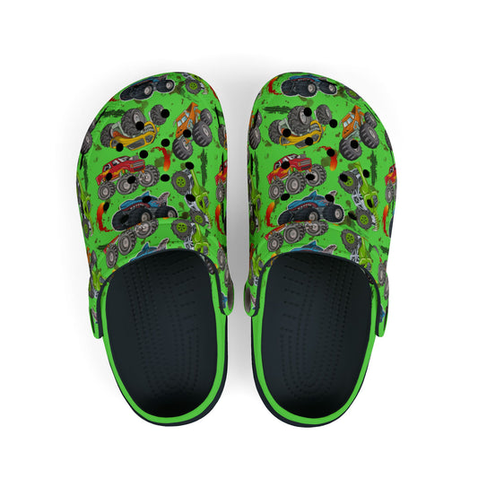 Kid's Foam Clogs - Monster Trucks - Screamin' Green