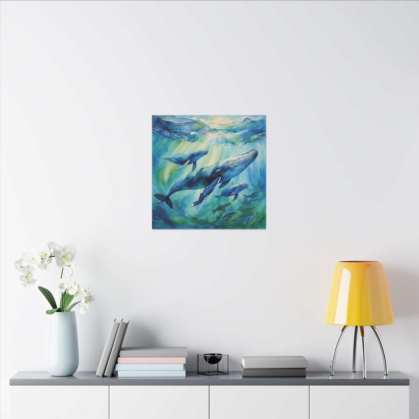 Matte Wall Canvas - Humpback Whales - Neptune's Nursery Collection