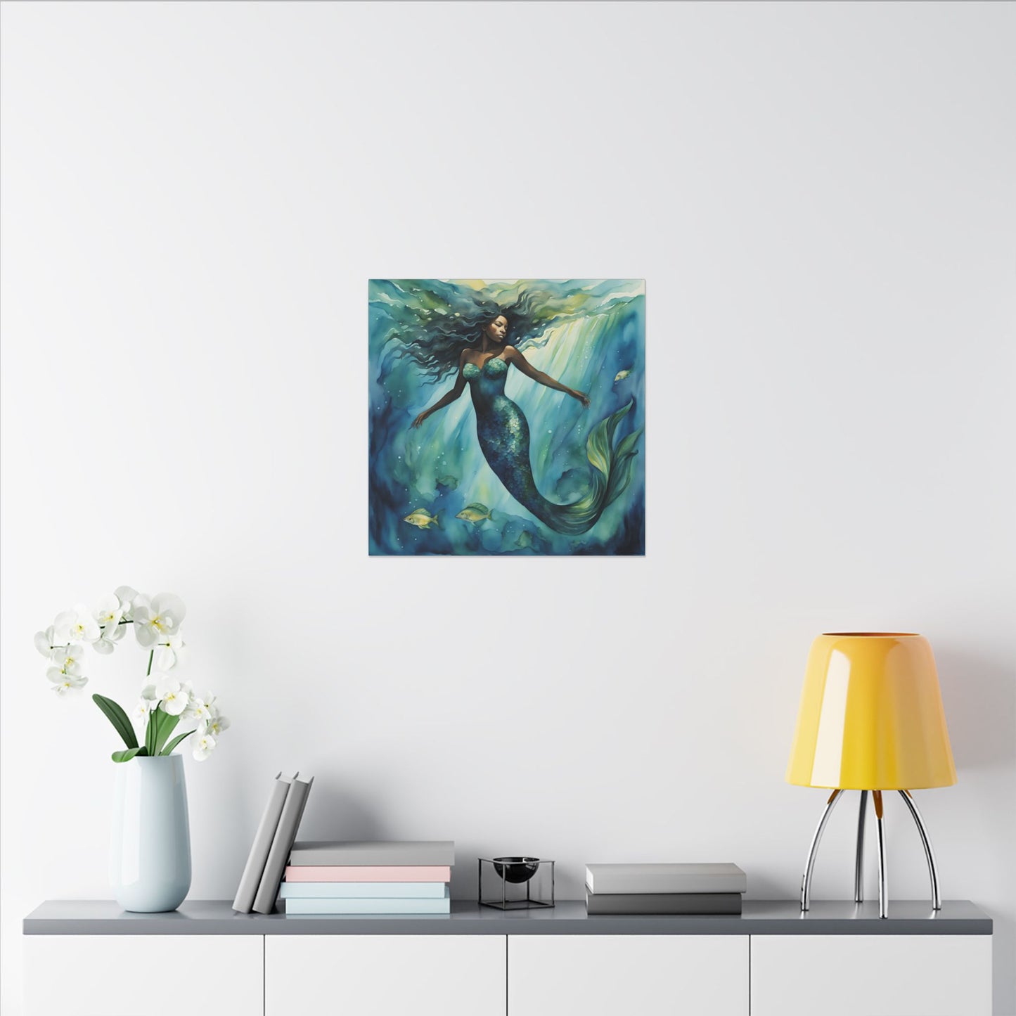 Matte Wall Canvas - Obsidian Mermaid - Neptune's Nursery Collection