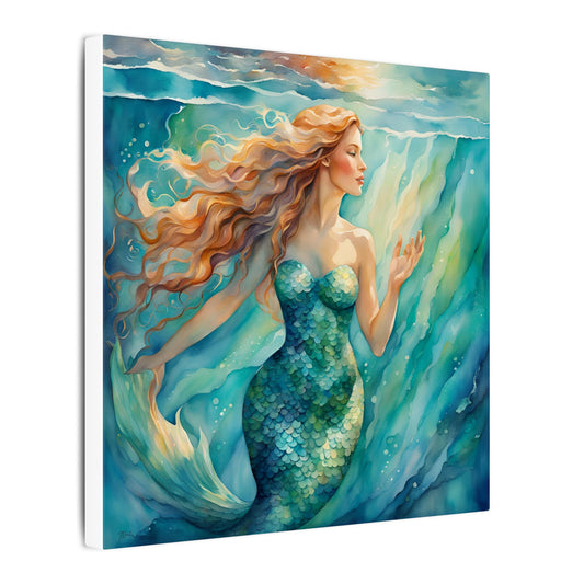 Matte Wall Canvas - Golden Mermaid - Neptune's Nursery Collection