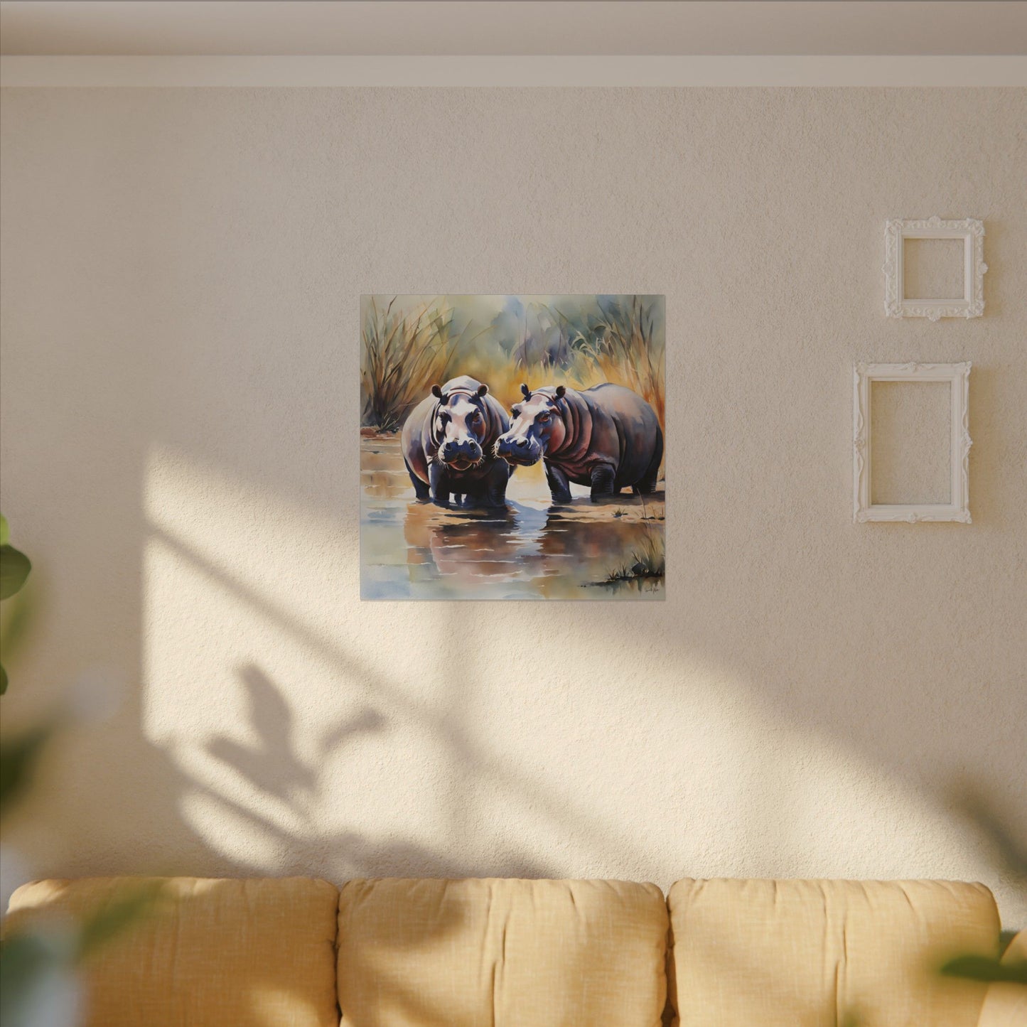 Matte Wall Canvas - Hippos - African Safari Collection