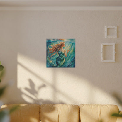 Matte Wall Canvas - Golden Mermaid - Neptune's Nursery Collection