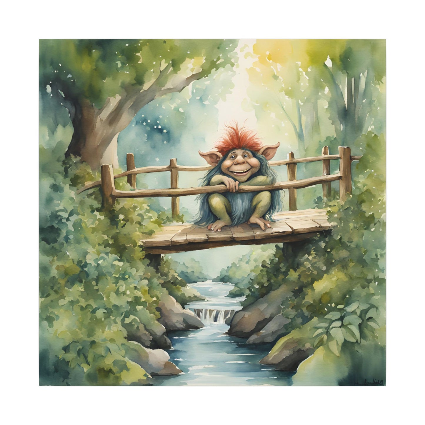Matte Wall Canvas - Troll on the Bridge - Storybook Dreams Collection
