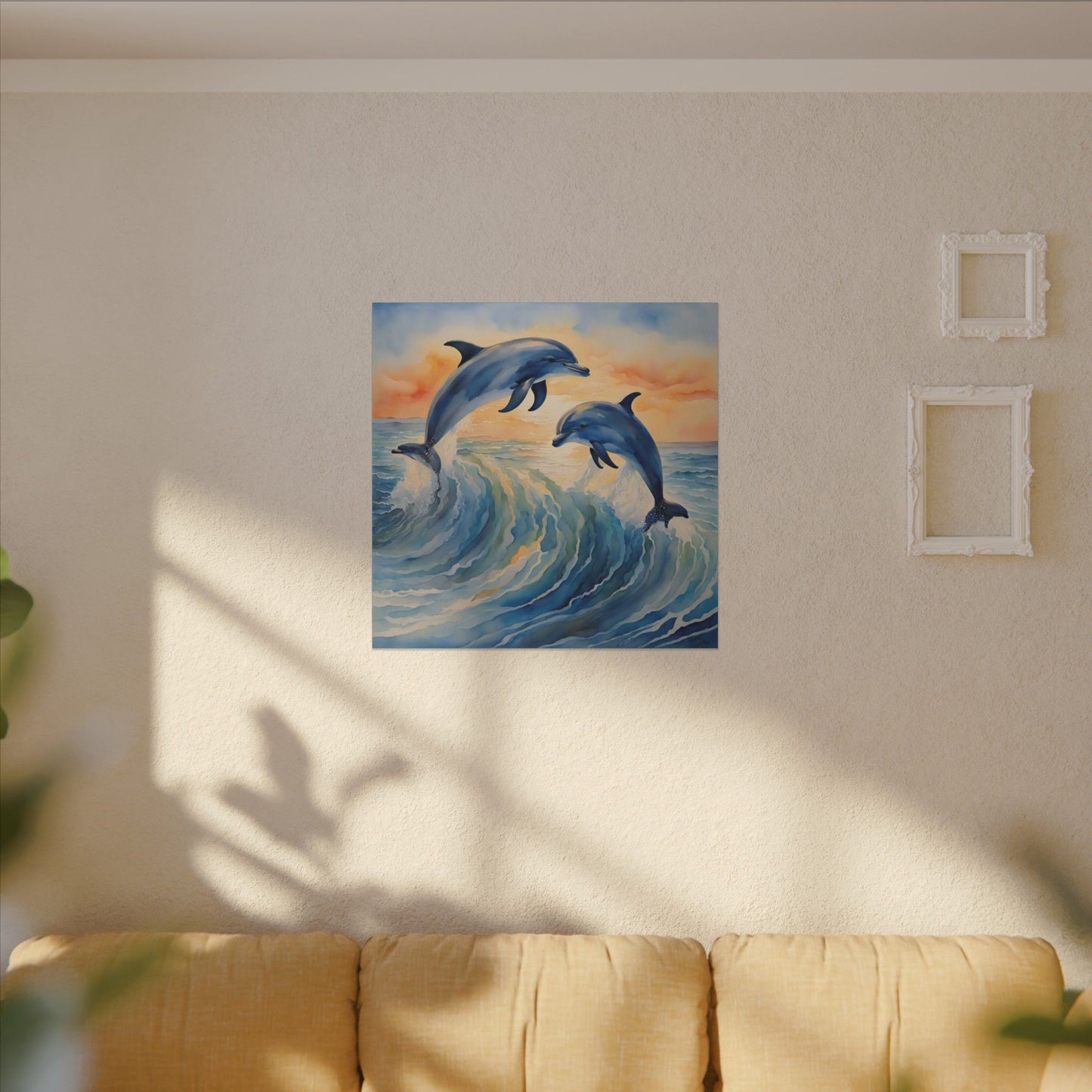 Matte Wall Canvas - Dolphins - Neptune's Nursery Collection