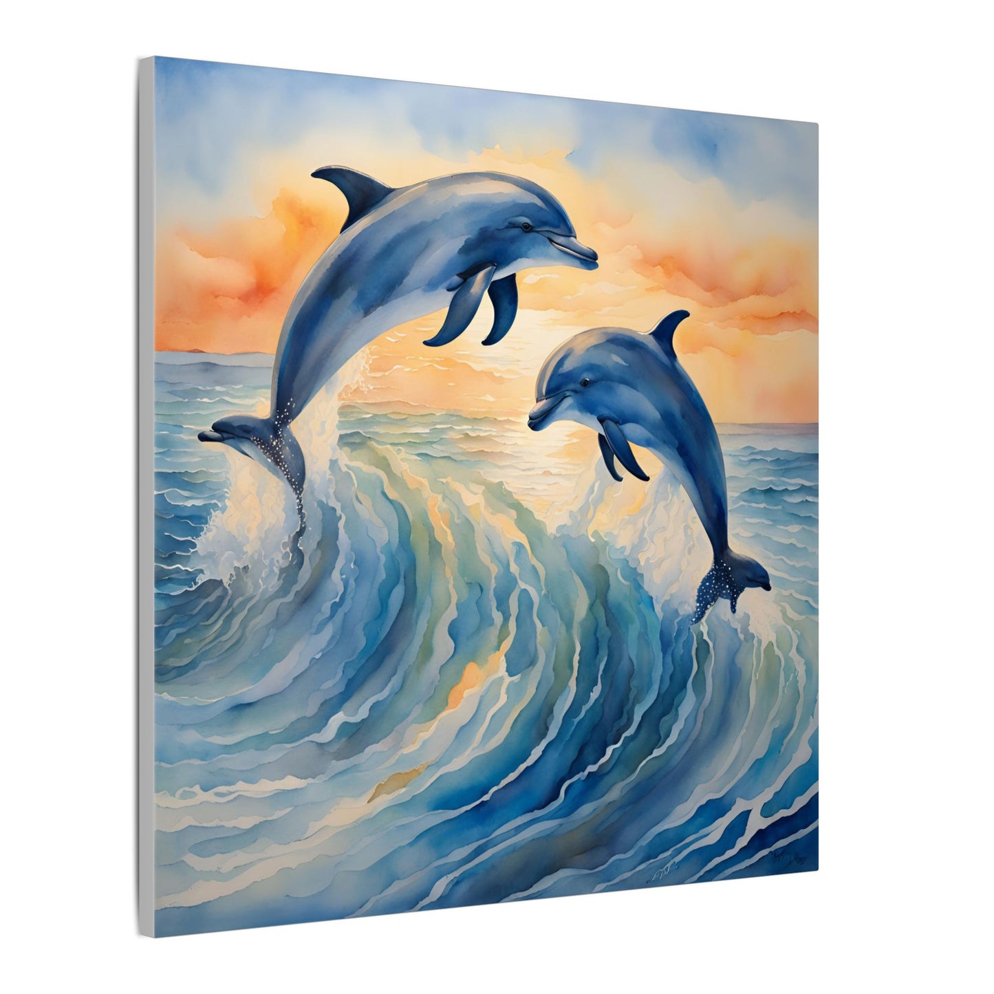 Matte Wall Canvas - Dolphins - Neptune's Nursery Collection