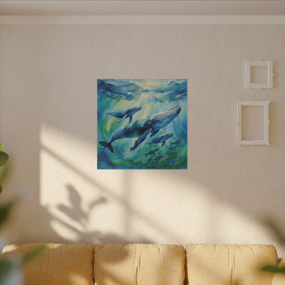 Matte Wall Canvas - Humpback Whales - Neptune's Nursery Collection