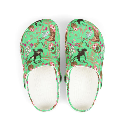 Kid's Foam Clogs - Cowgirl - Mint Green