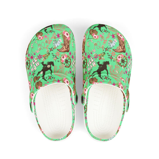 Kid's Foam Clogs - Cowgirl - Mint Green