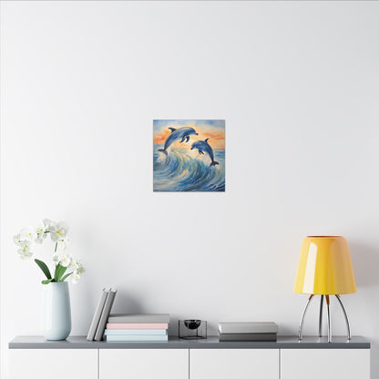 Matte Wall Canvas - Dolphins - Neptune's Nursery Collection