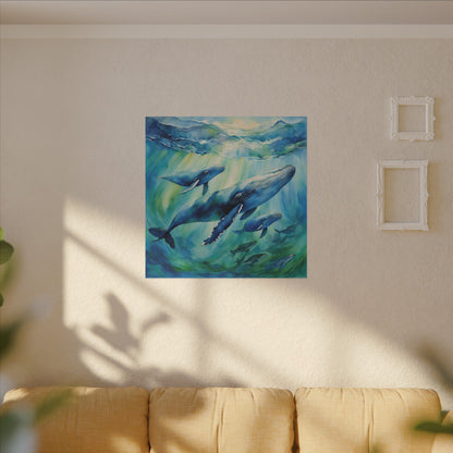 Matte Wall Canvas - Humpback Whales - Neptune's Nursery Collection