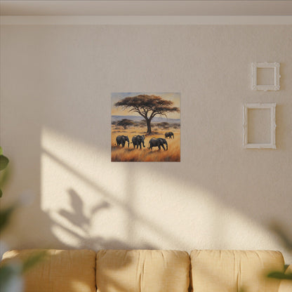 Matte Wall Canvas - Elephants - African Safari Collection