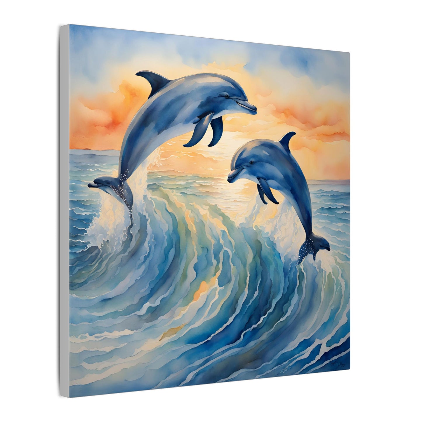 Matte Wall Canvas - Dolphins - Neptune's Nursery Collection