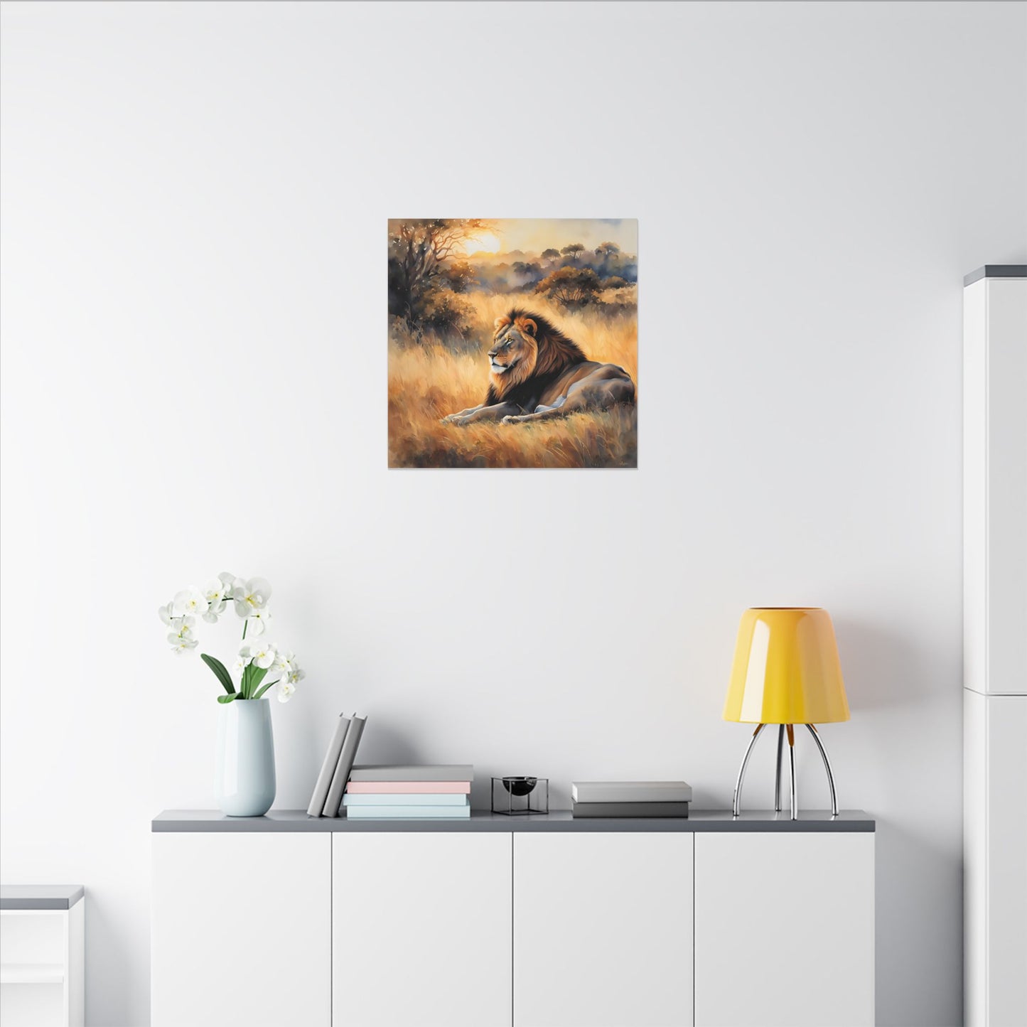 Matte Wall Canvas - Lion Sunrise - African Safari Collection