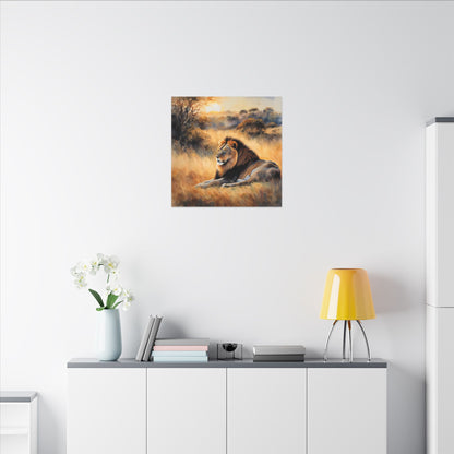 Matte Wall Canvas - Lion Sunrise - African Safari Collection