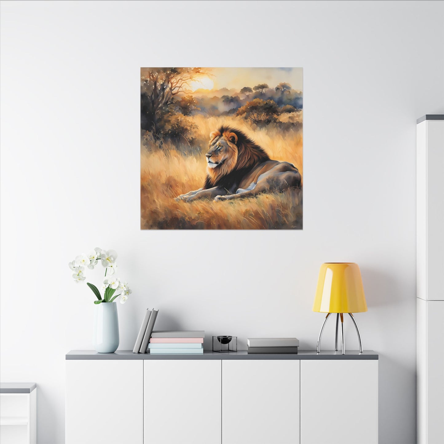 Matte Wall Canvas - Lion Sunrise - African Safari Collection