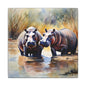 Matte Wall Canvas - Hippos - African Safari Collection