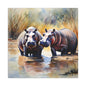 Matte Wall Canvas - Hippos - African Safari Collection