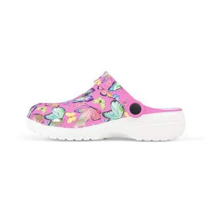 Kid's Foam Clogs - Butterflies - Bubblegum