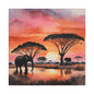 Matte Wall Canvas - Elephant Sunset - African Safari Collection