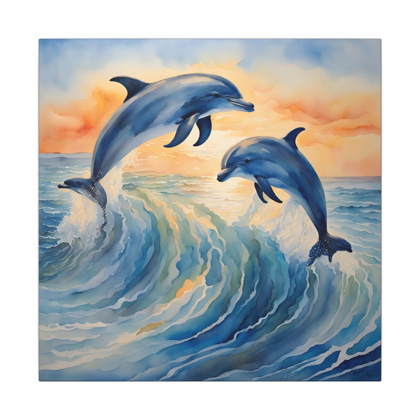 Matte Wall Canvas - Dolphins - Neptune's Nursery Collection