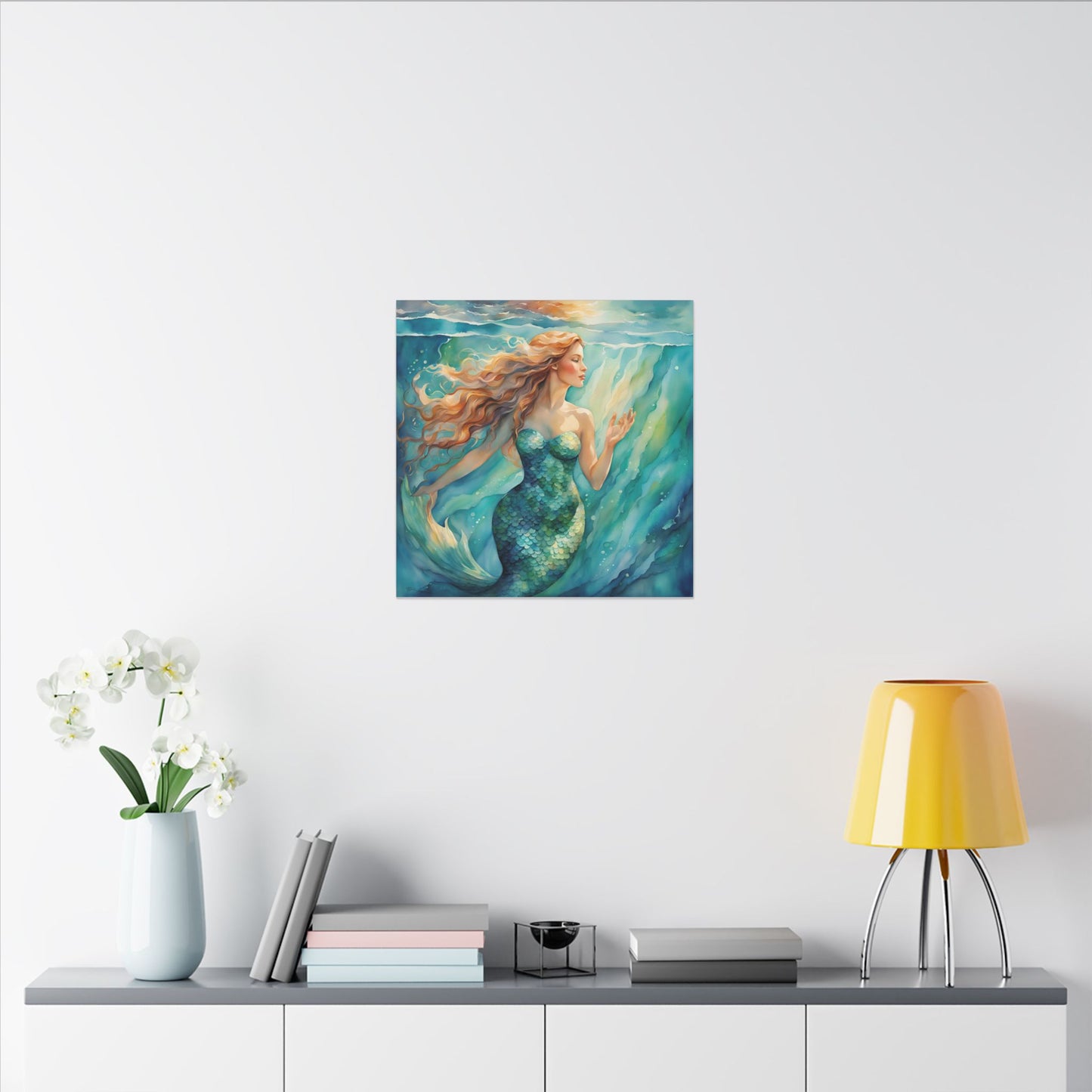 Matte Wall Canvas - Golden Mermaid - Neptune's Nursery Collection