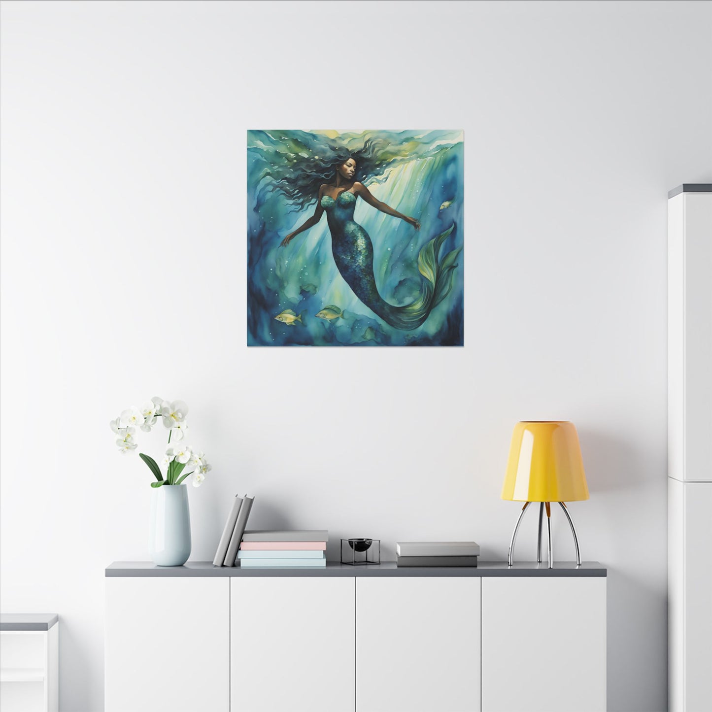 Matte Wall Canvas - Obsidian Mermaid - Neptune's Nursery Collection