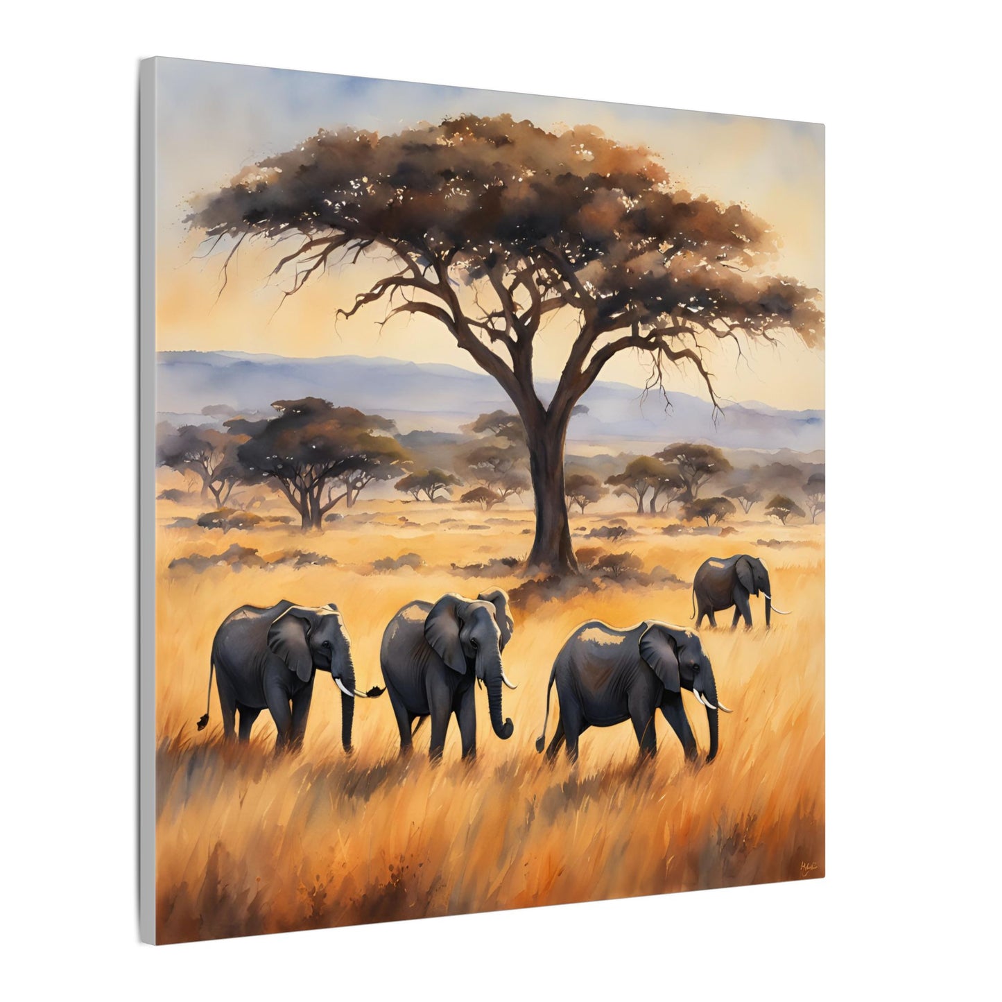 Matte Wall Canvas - Elephants - African Safari Collection