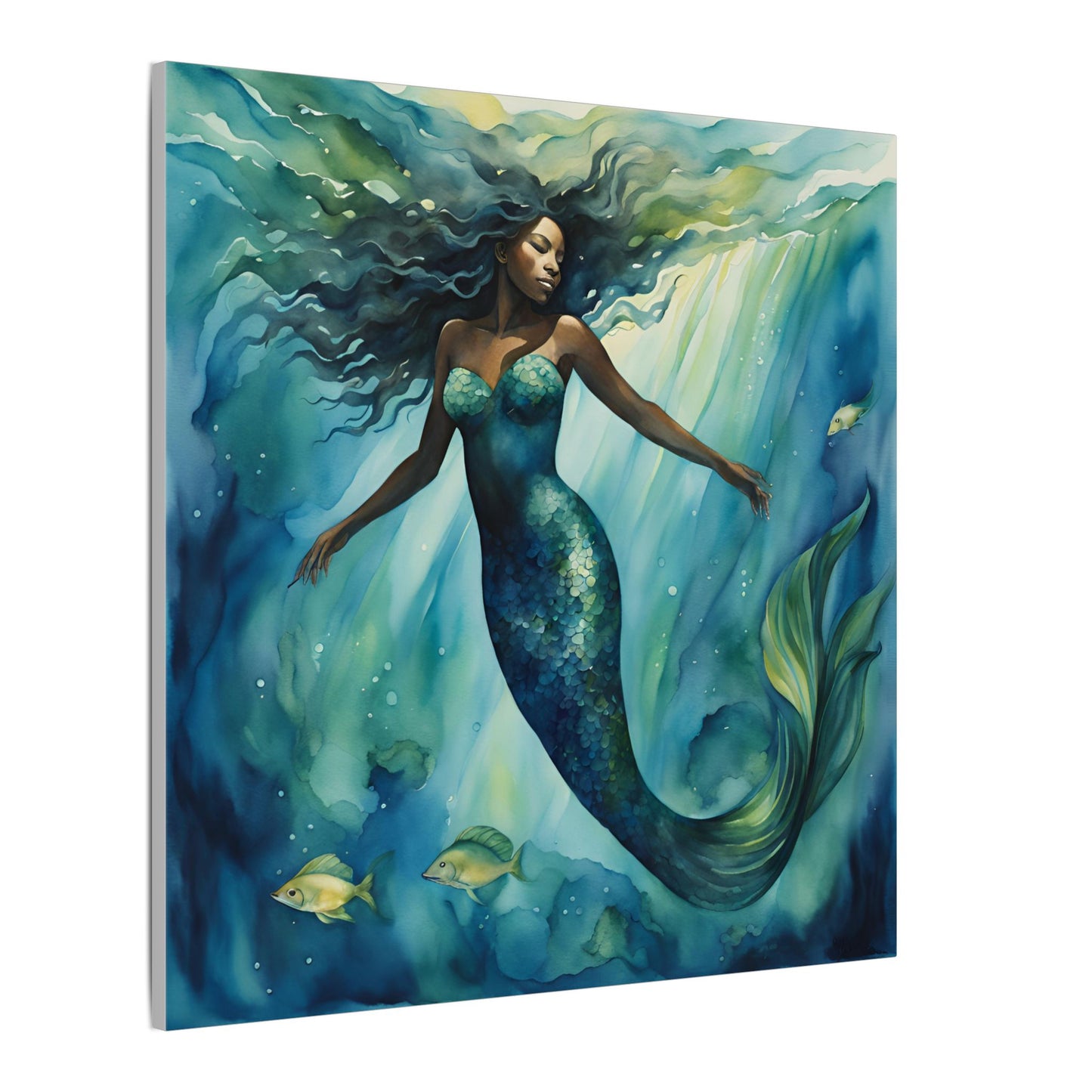 Matte Wall Canvas - Obsidian Mermaid - Neptune's Nursery Collection