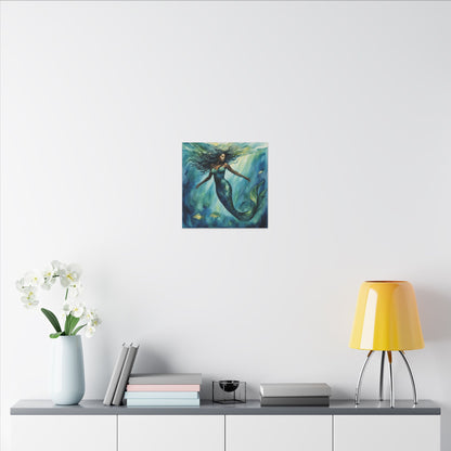 Matte Wall Canvas - Obsidian Mermaid - Neptune's Nursery Collection