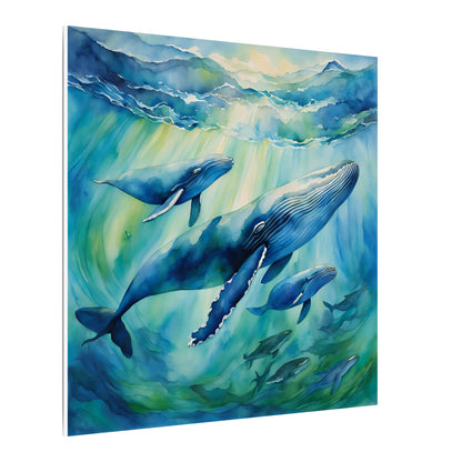 Matte Wall Canvas - Humpback Whales - Neptune's Nursery Collection