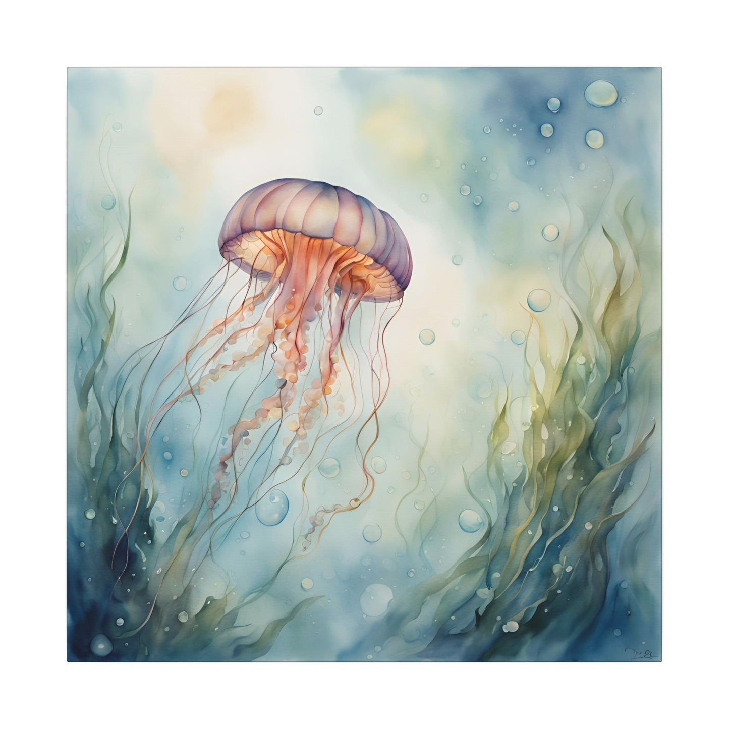 Matte Wall Canvas - Jellyfish - Neptune's Nursery Collection