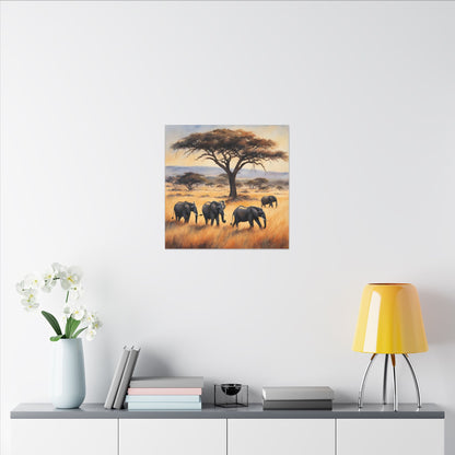 Matte Wall Canvas - Elephants - African Safari Collection