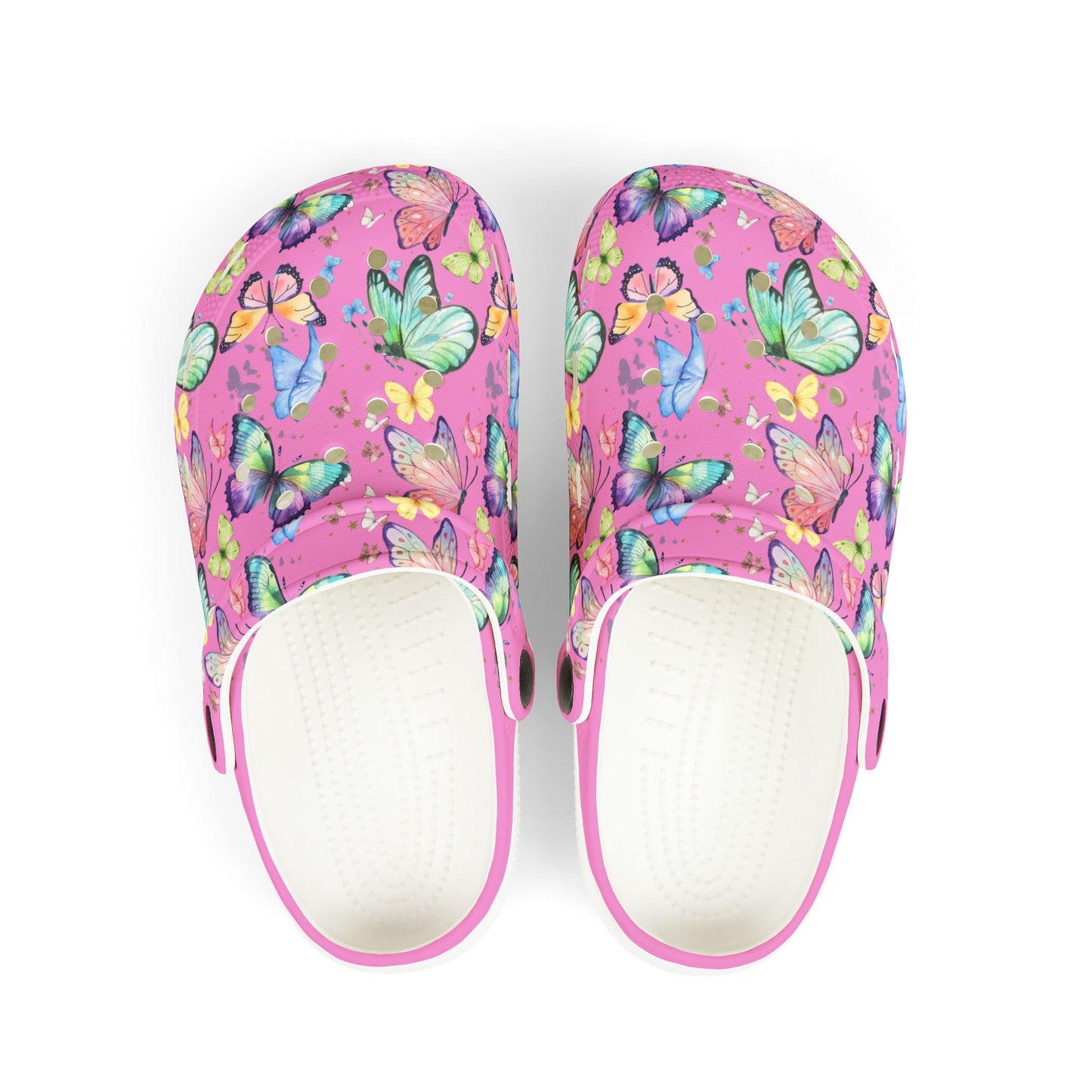 Kid's Foam Clogs - Butterflies - Bubblegum
